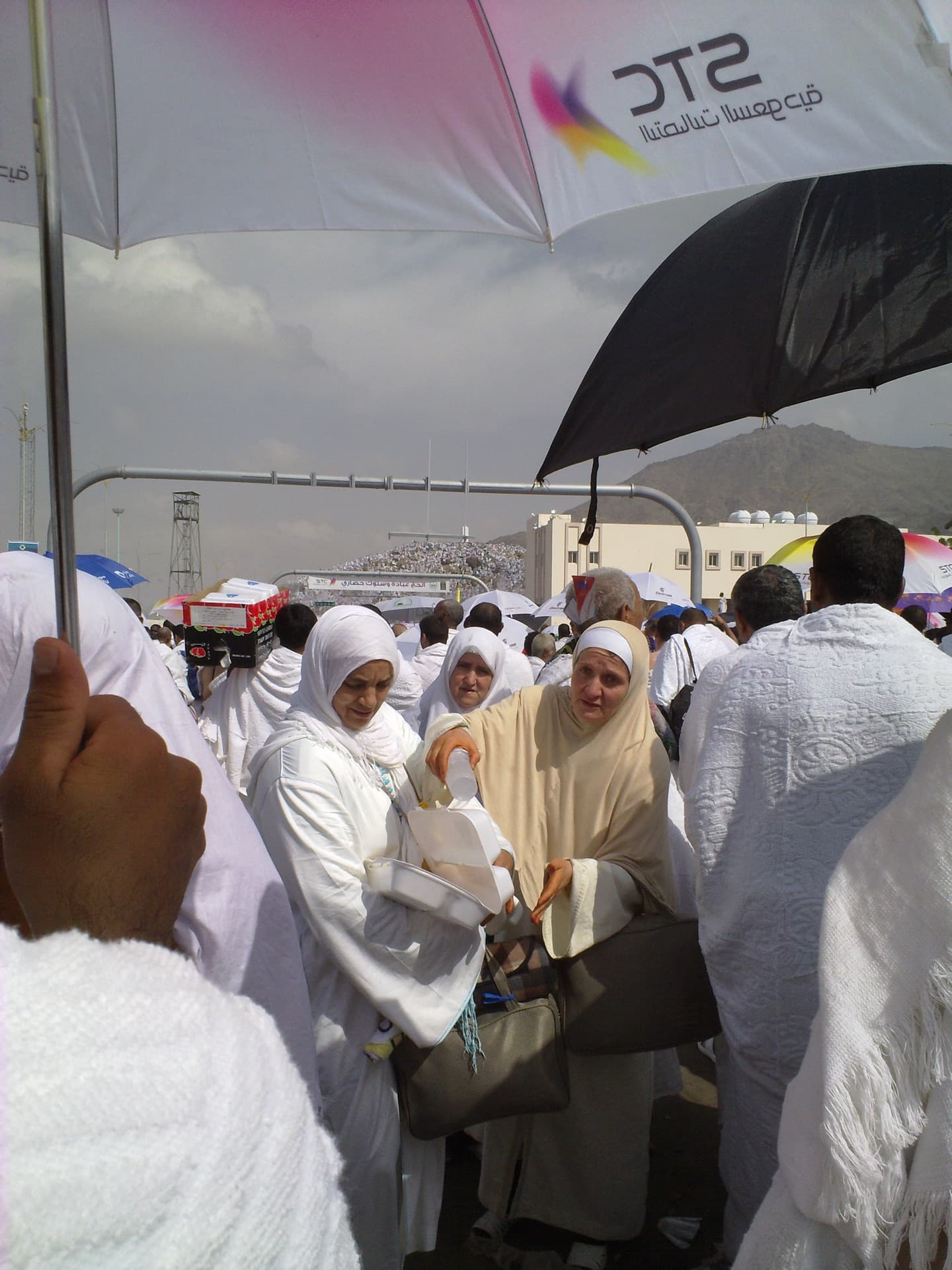 Pilgrims streaming towards Mount Arafat during Hajj
